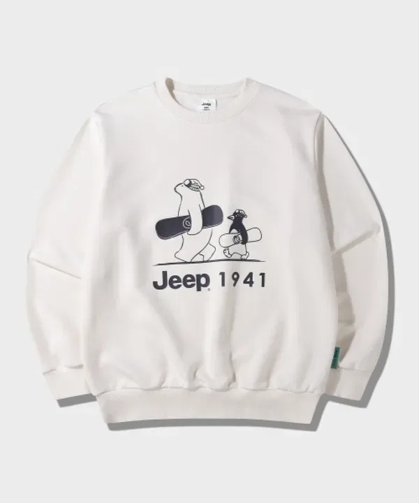 Свитшот с принтом пингвин и медведь, Jeepkids, зеленый — фото 2