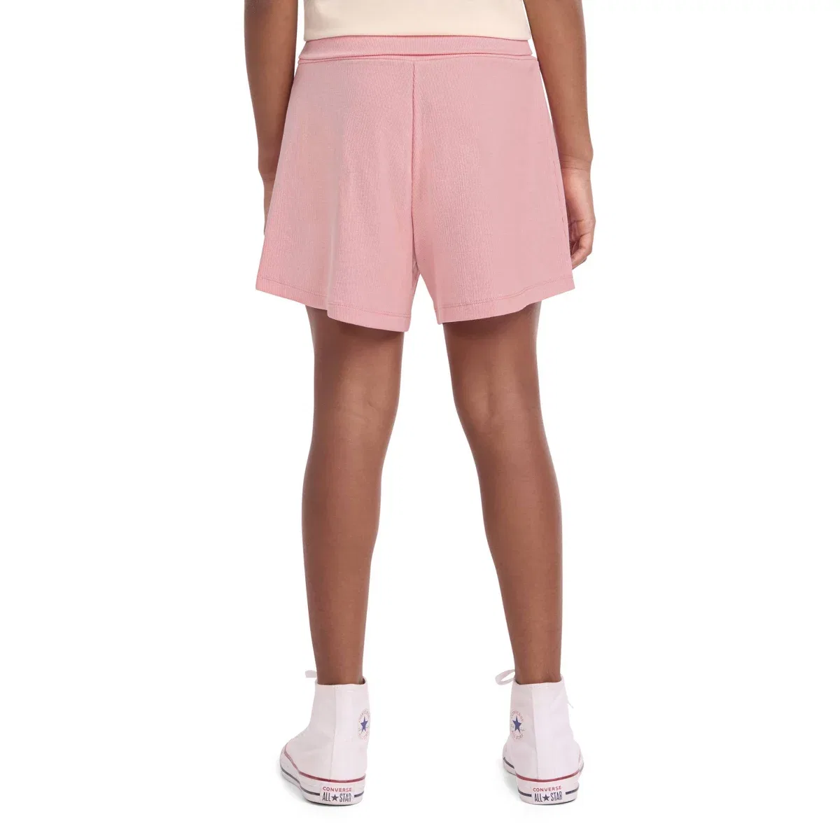 Детские шорты для девочек трикотажные с завышенной талией Converse, Peach Pink — фото 2