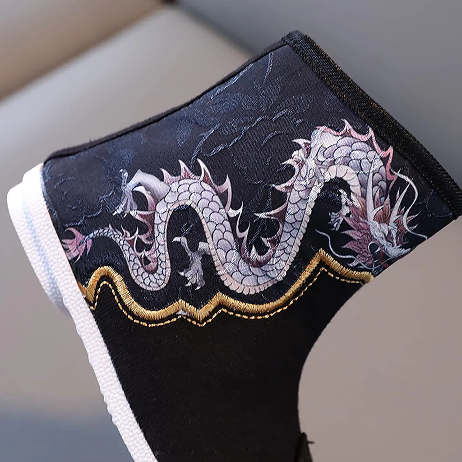 Детские ботинки для мальчиков с вышивкой Hanfu Shoes Ikevan, Black — фото 3