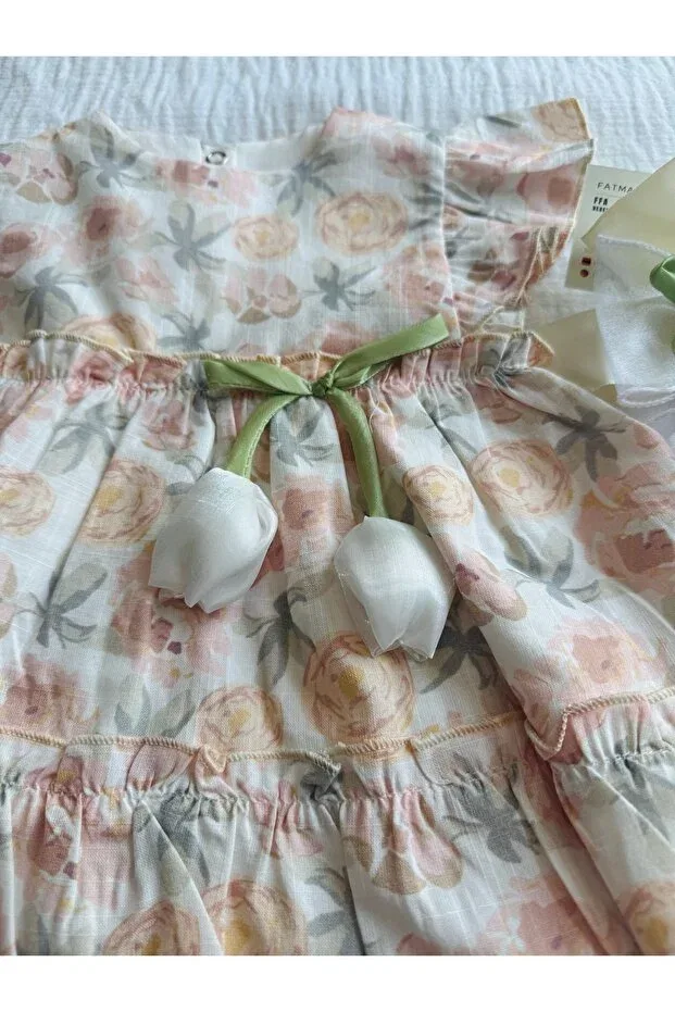 Детское платье для девочек с принтом Tulip Accessories Bobby Baby, Salmon — фото 4