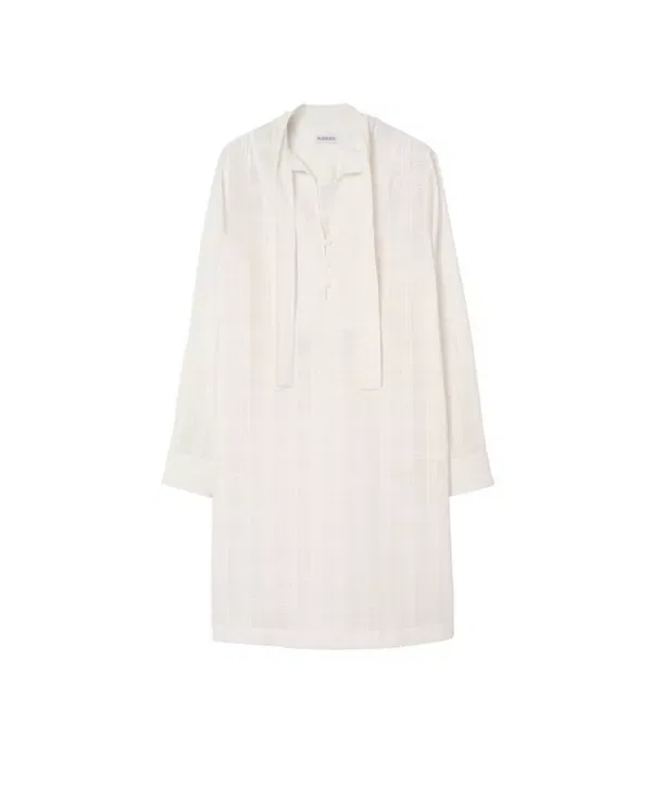 Женское платье из хлопкового вуаля с принтом Check Equestrian Knight Burberry, Chalk White — фото 3
