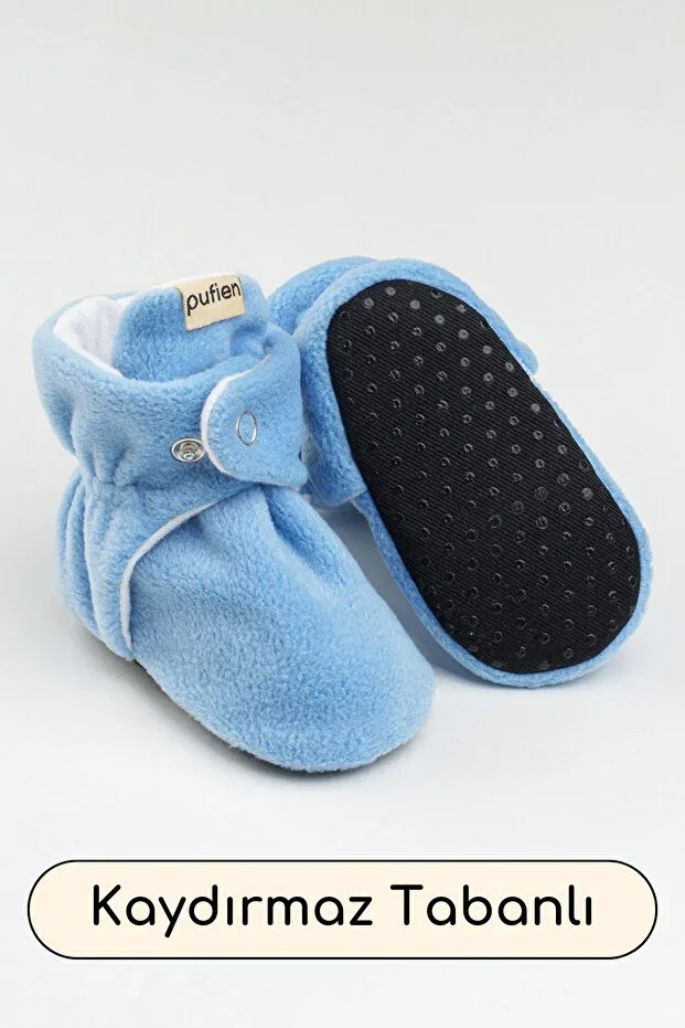 Детские тапочки для девочек и мальчиков органические хлопковые Organic cotton lined Pufien, Blue — фото 3