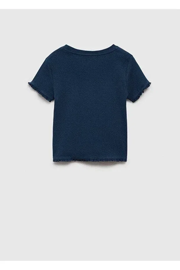 Детская футболка для девочек хлопковая Mango Kids, Navy Blue — фото 2