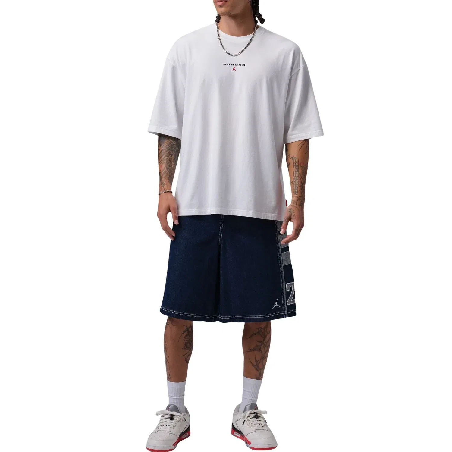 Мужская футболка оверсайз с принтом Jordan Flight Essentials Oversized Patch, белый — фото 3