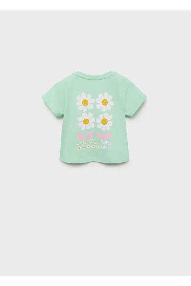 Детская футболка с вышивкой Mango Baby, Water Green — фото 2