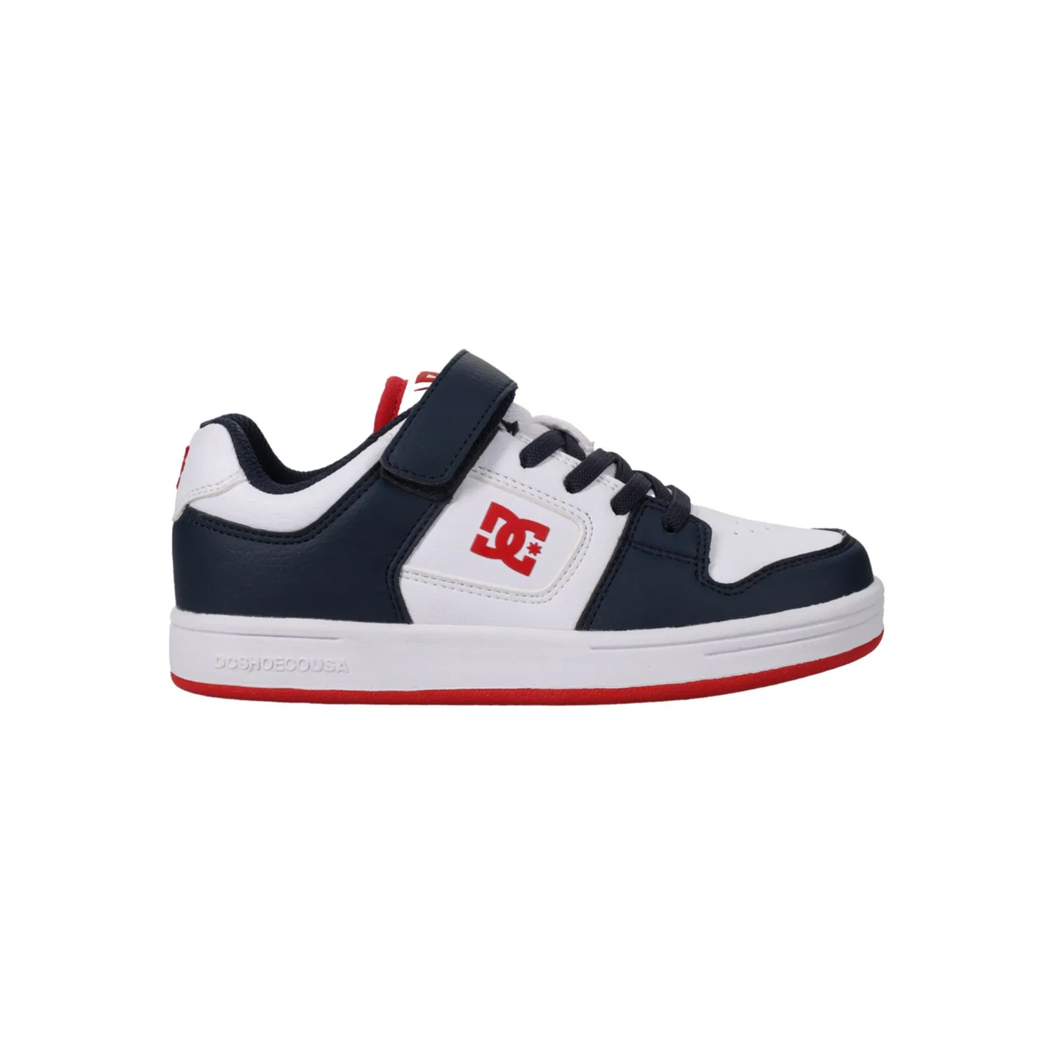 Детские кроссовки с защищенным узором DC Shoes, White/Navy/Red — фото 2