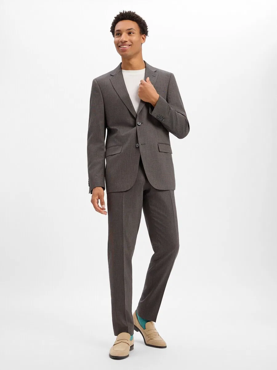 Брюки BOSS Regular Pleated Pants 'H-Leon-MM-C-NF' цвета "грязный" — фото 4