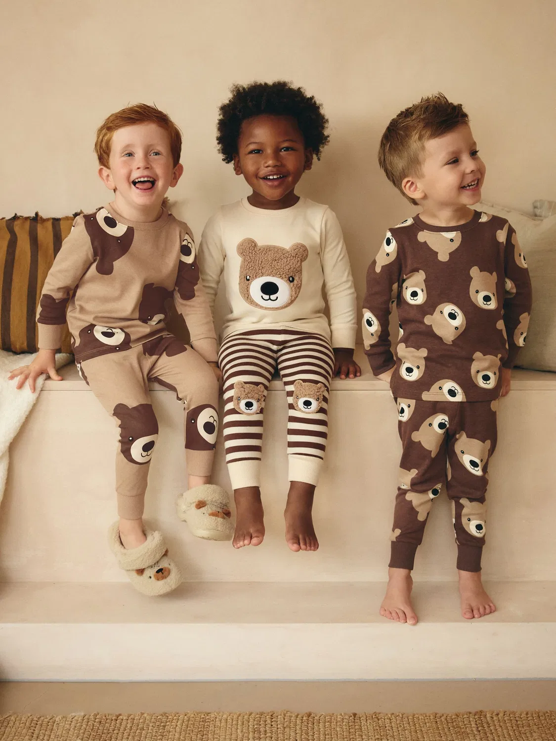 Пижама Snuggle Pyjamas 3 Pack Next, коричневый/кремовый — фото 2