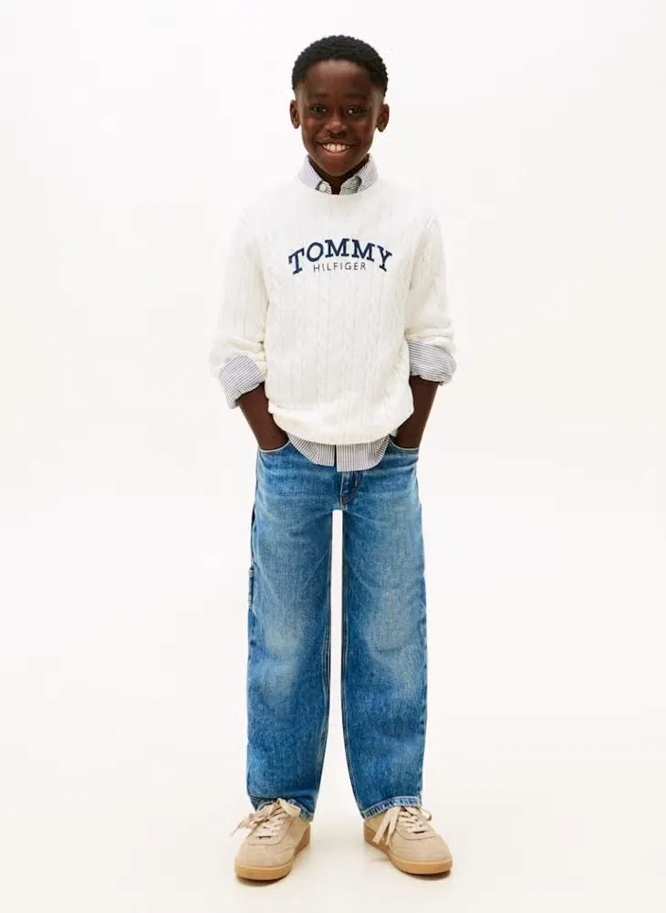 Свитер с принтом Tommy Hilfiger, слоновая кость — фото 4