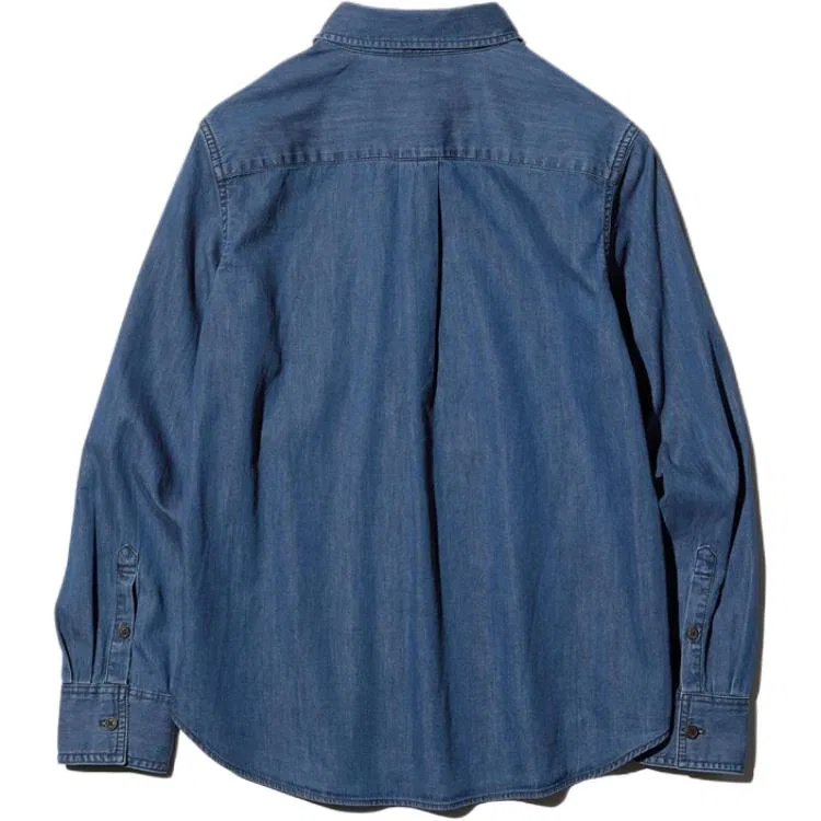 Женская рубашка с воротником-лацканом Sea Blue UNIQLO, Sea Blue — фото 3