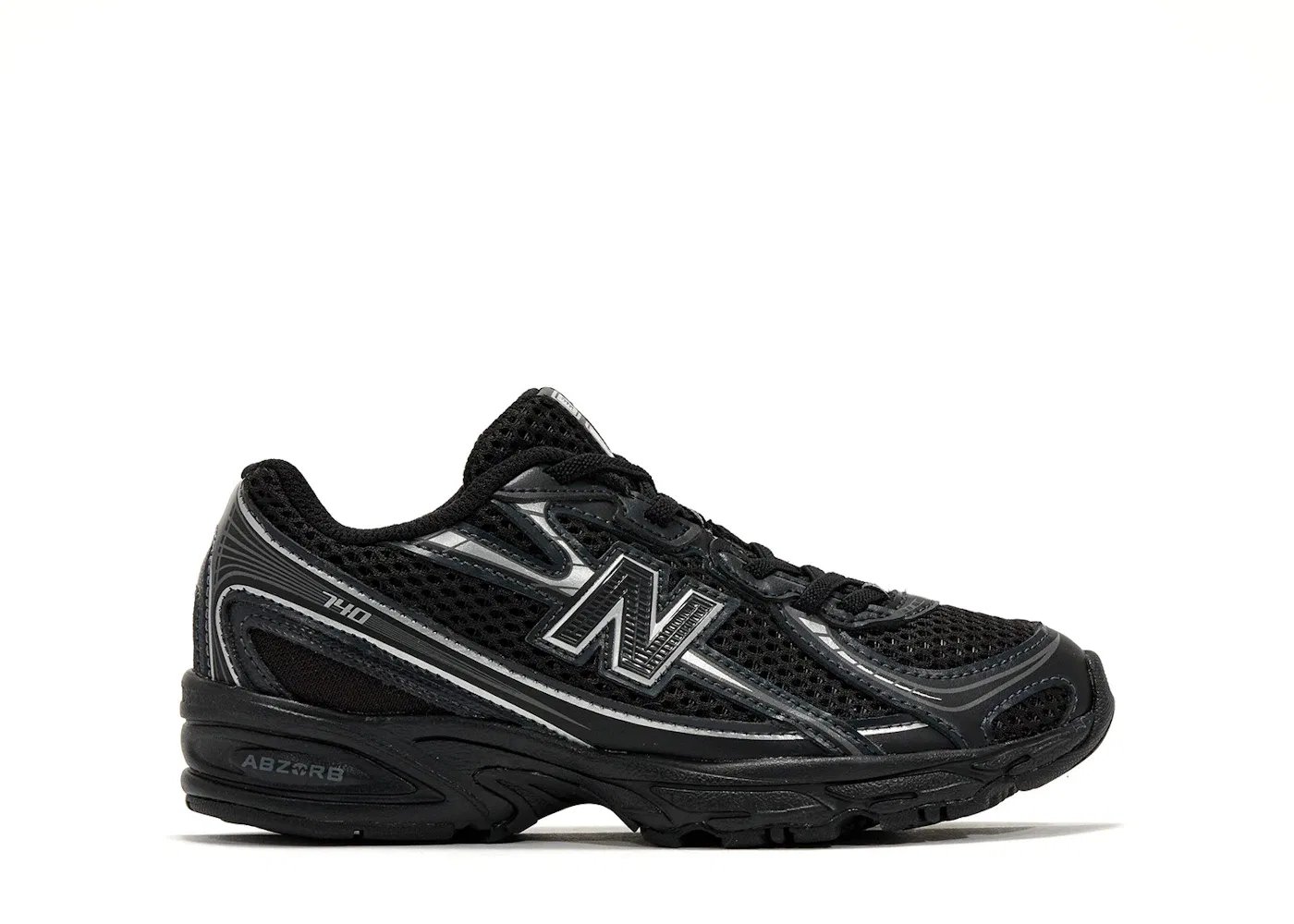 Детские кроссовки со шнурками-шнурками New Balance 740 Bungee Lace, Black/Grey/Silver