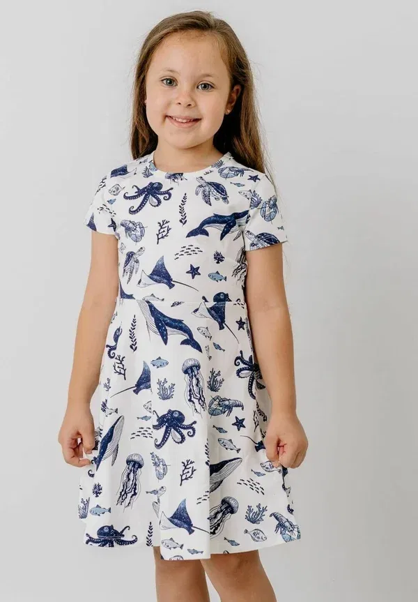 Платье с принтом Underwater world-flared dress Walkiddy, белый