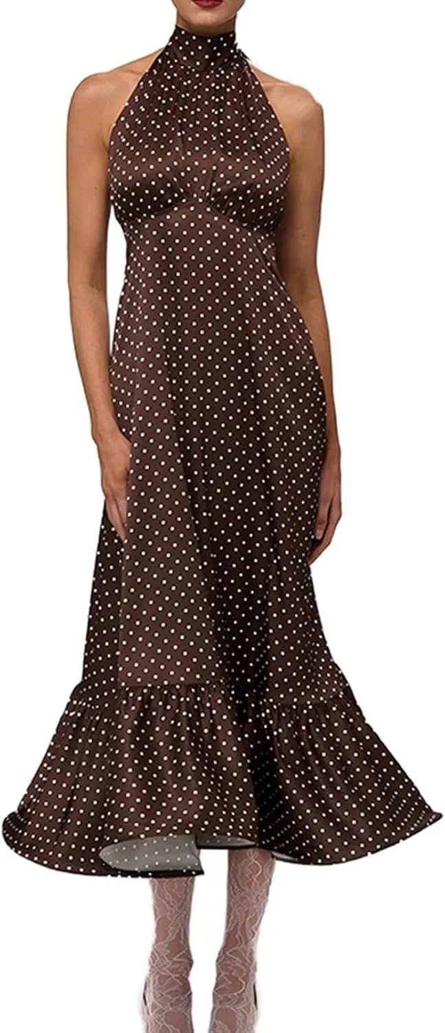 Женское мини-платье с горошком в стиле халтер Backless Generic, 141
