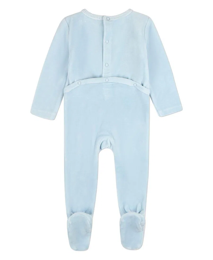 Детский боди-комбинезон с рельефным принтом Bunny Meets Chick MeMoi, Baby Blue — фото 2