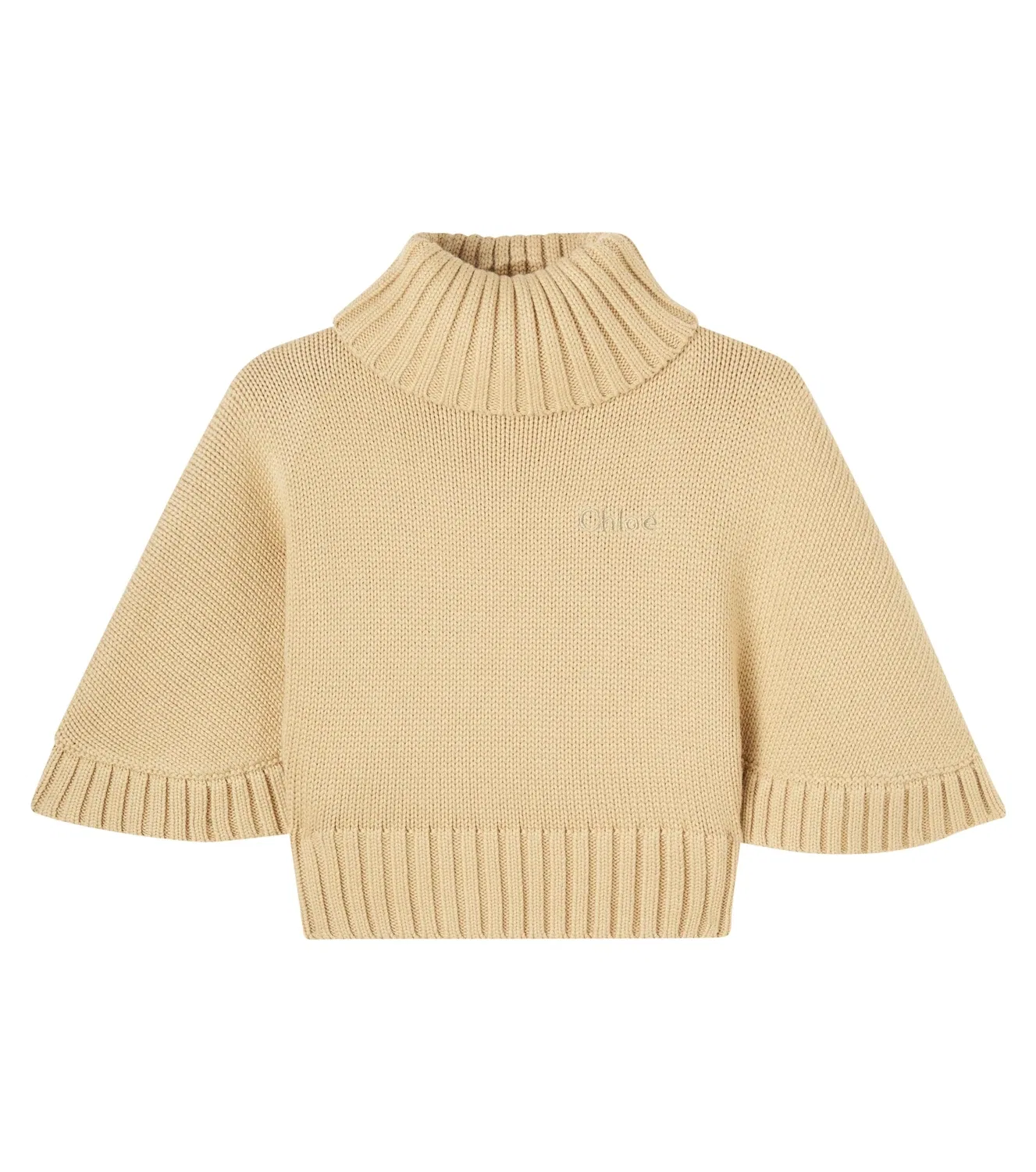 Свитер с высоким воротом Chloé Kids, бежевый