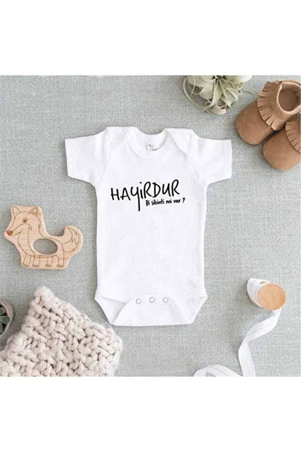 Детское боди-слип с принтом Tuğbababy, White