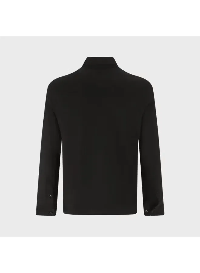 Лонгслив поло с длинным рукавом, облегающий, Zara, черный — фото 3