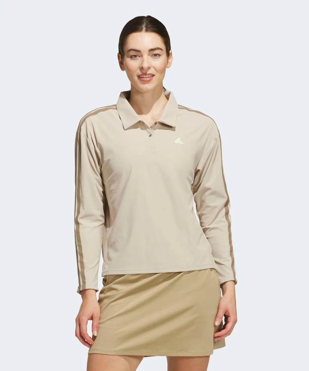 Женский лонгслив-поло с длинным рукавомClimacool Three Stripes Adidas, Beige