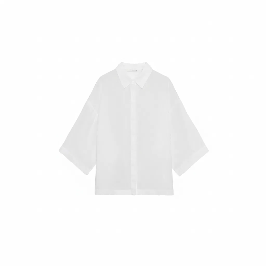 Женская рубашка с воротником-лацканом White ZARA, Белый