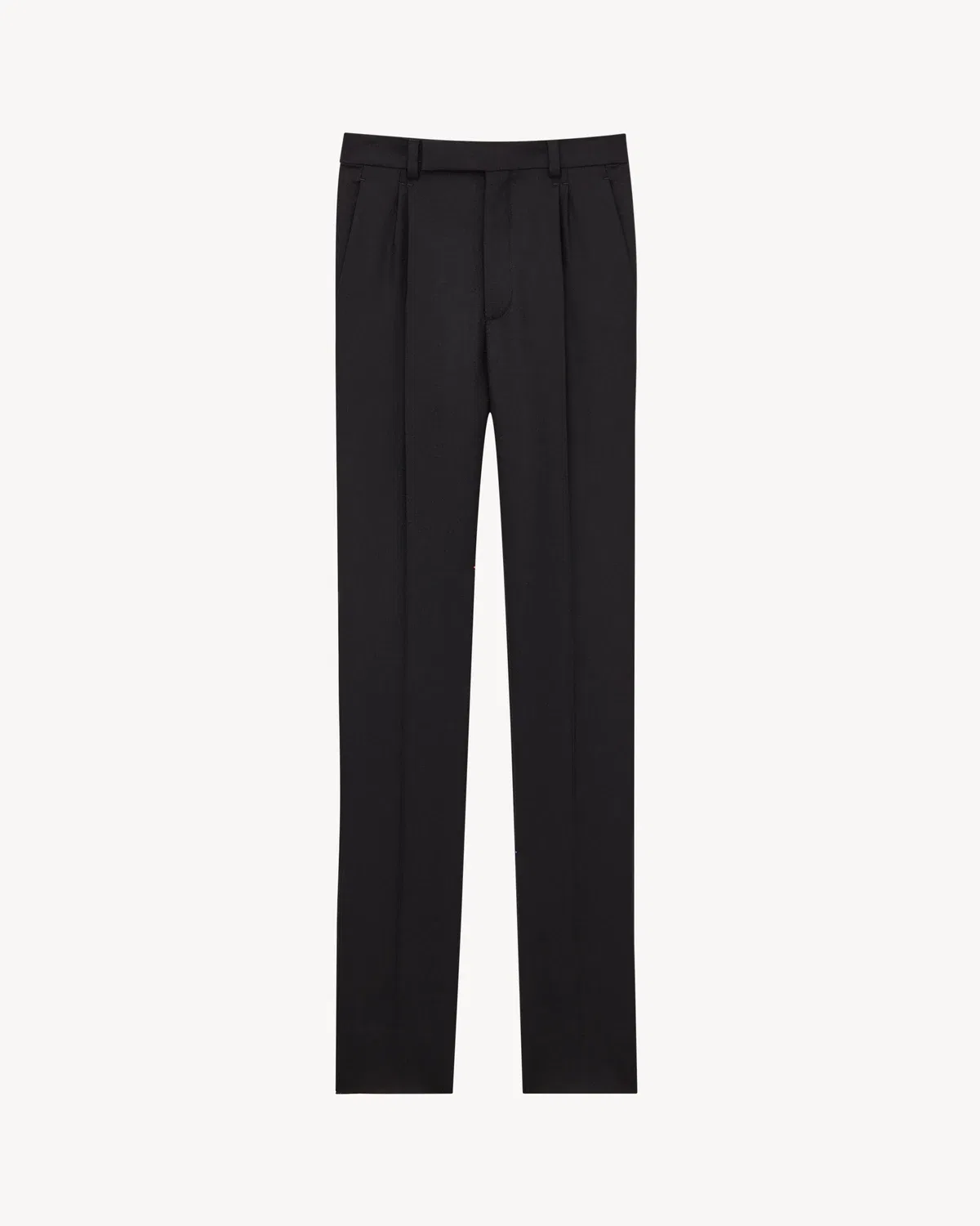 Зауженные брюки из флиса из чесаной шерсти SAINT LAURENT, черный