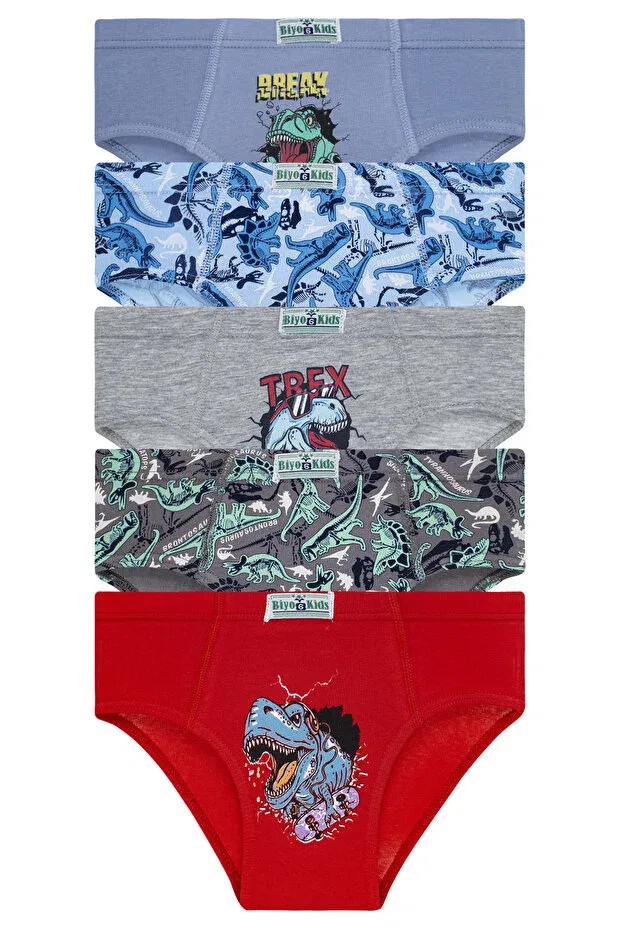 Детские трусы для мальчиков с принтом динозавры Biyokids, Mixed Colored