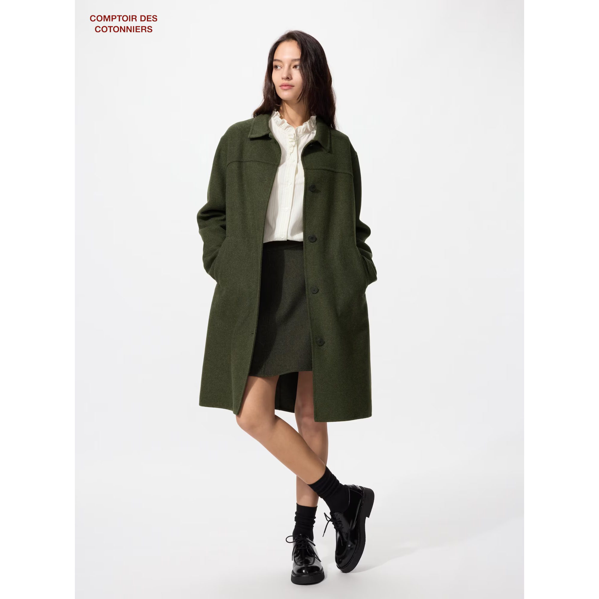 

Пальто женское Uniqlo длинное, 59 темно-зеленый