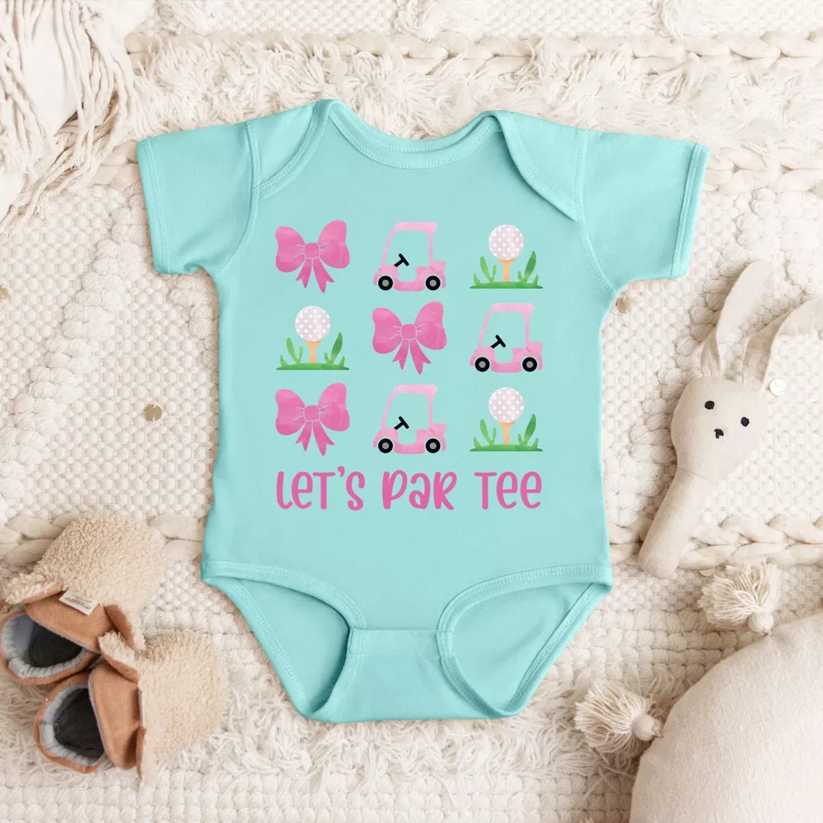 Детский боди с коротким рукавом с принтом Let's Par Tee Coquette The Juniper Shop, Chill — фото 3