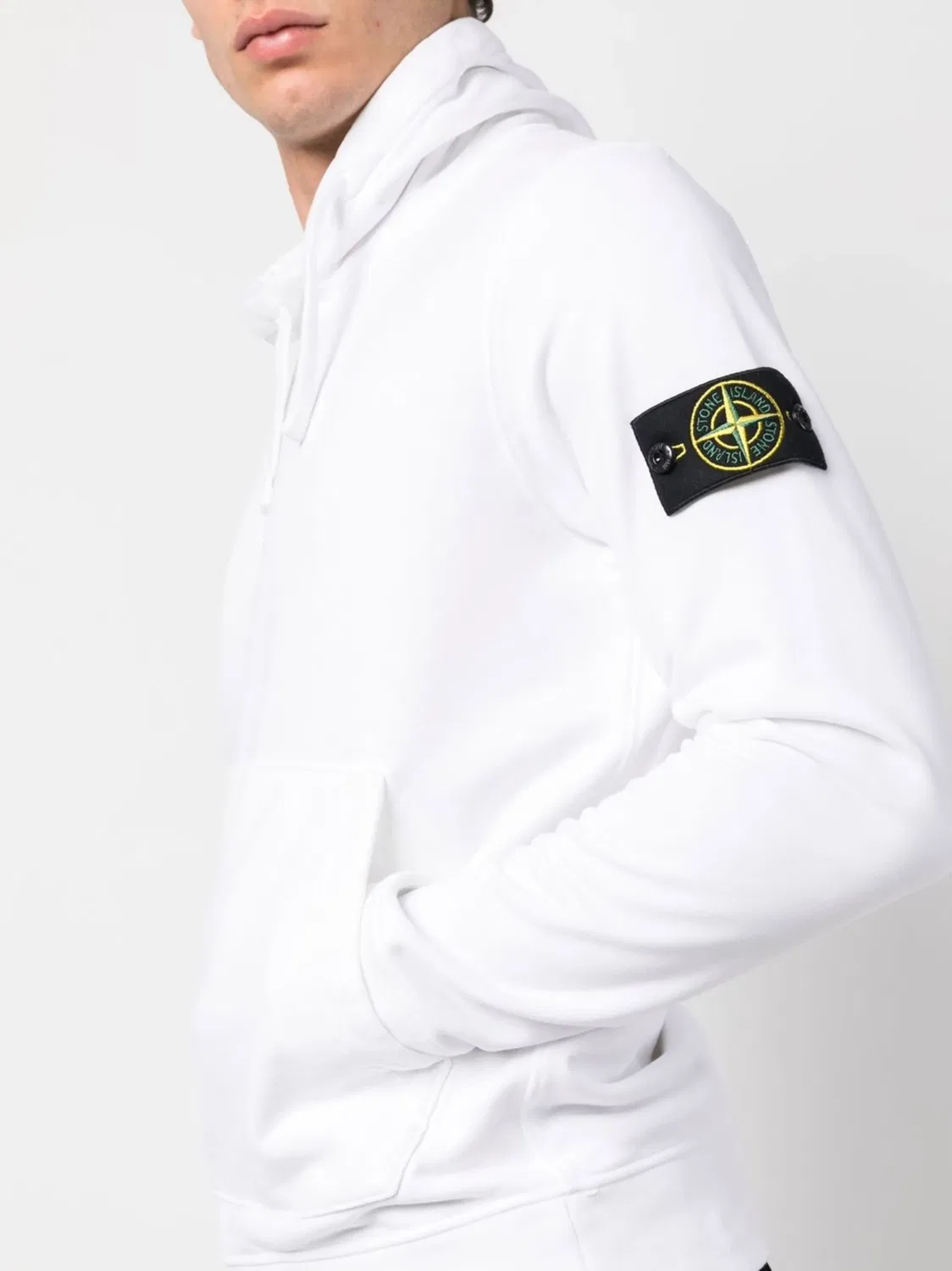 Худи из органического флиса Stone Island, белый — фото 3