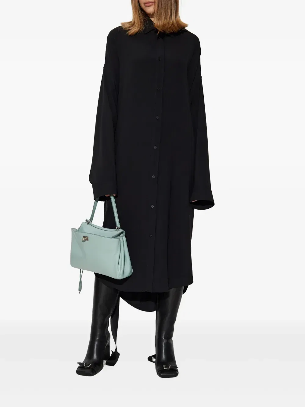 Платье-рубашка со шнуровкой Balenciaga, черный — фото 2