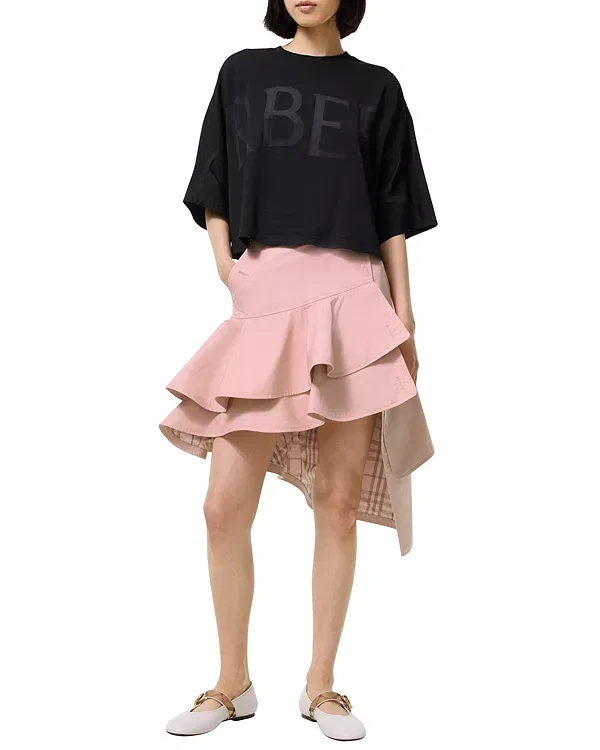Женская юбка с воланами из габардина Burberry, Begonia Pink