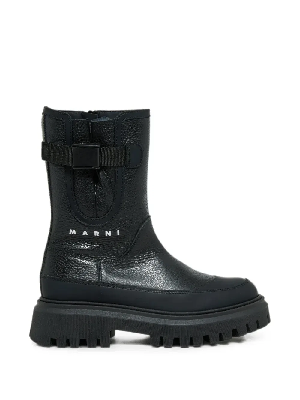 Ботильоны с логотипом и пряжкой Marni Kids, черный — фото 2