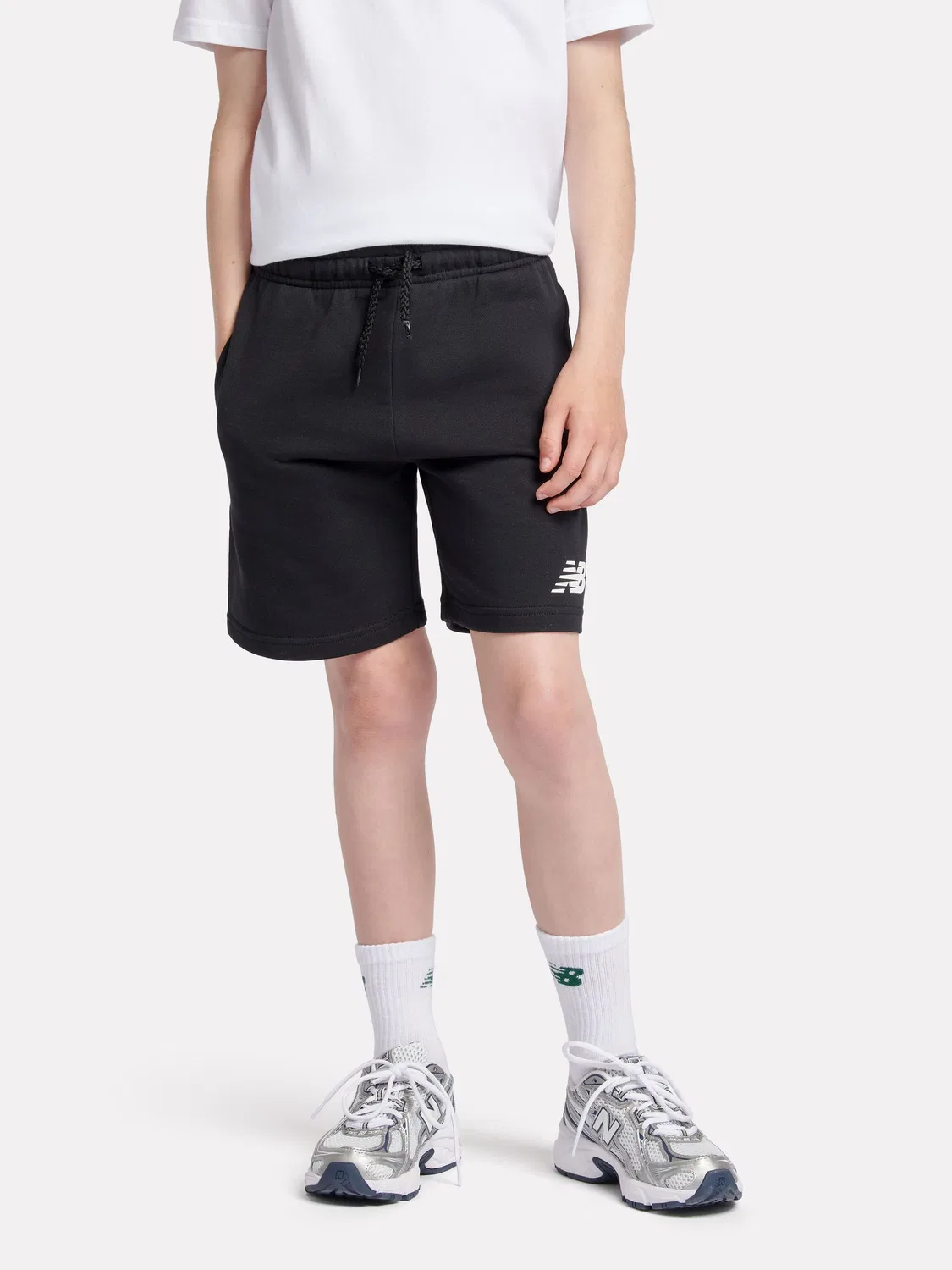 Шорты French Terry с логотипом New Balance, черные
