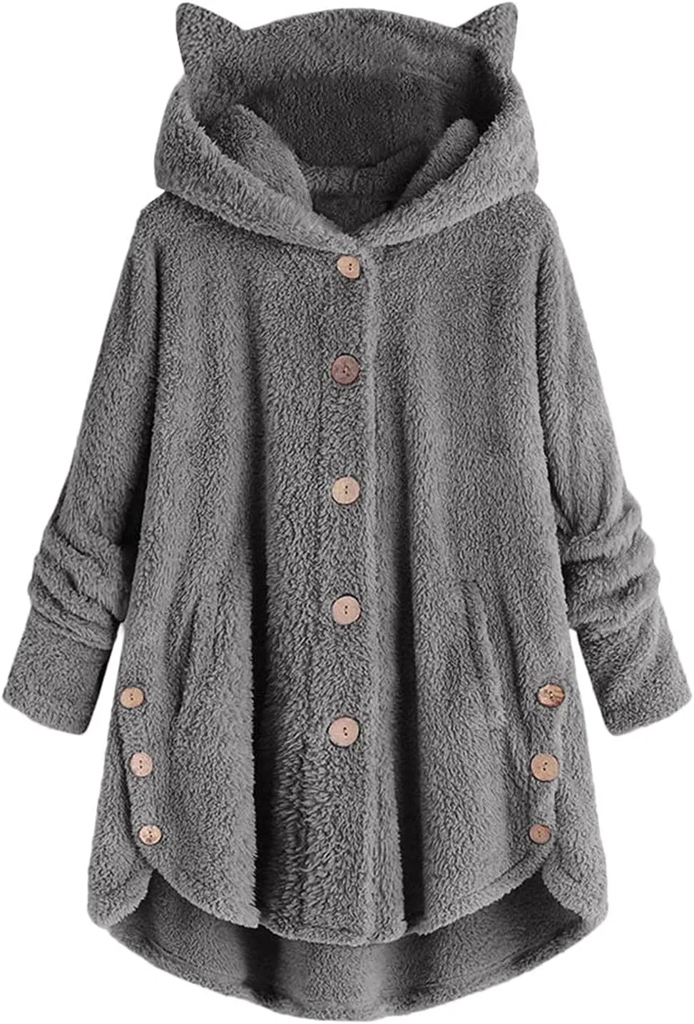 Женский худи-кардиган с капюшоном и принтом кота, свободного кроя, U-79 Dark Gray