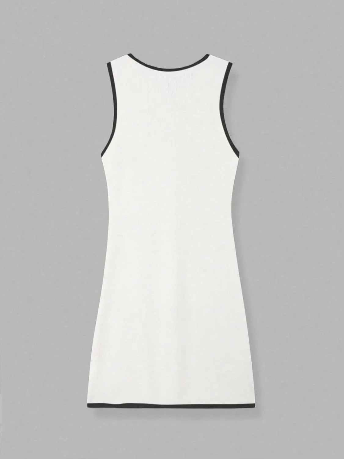 Женское повседневное платье-карандаш с металлическими пуговицами, White With Black Edges — фото 3