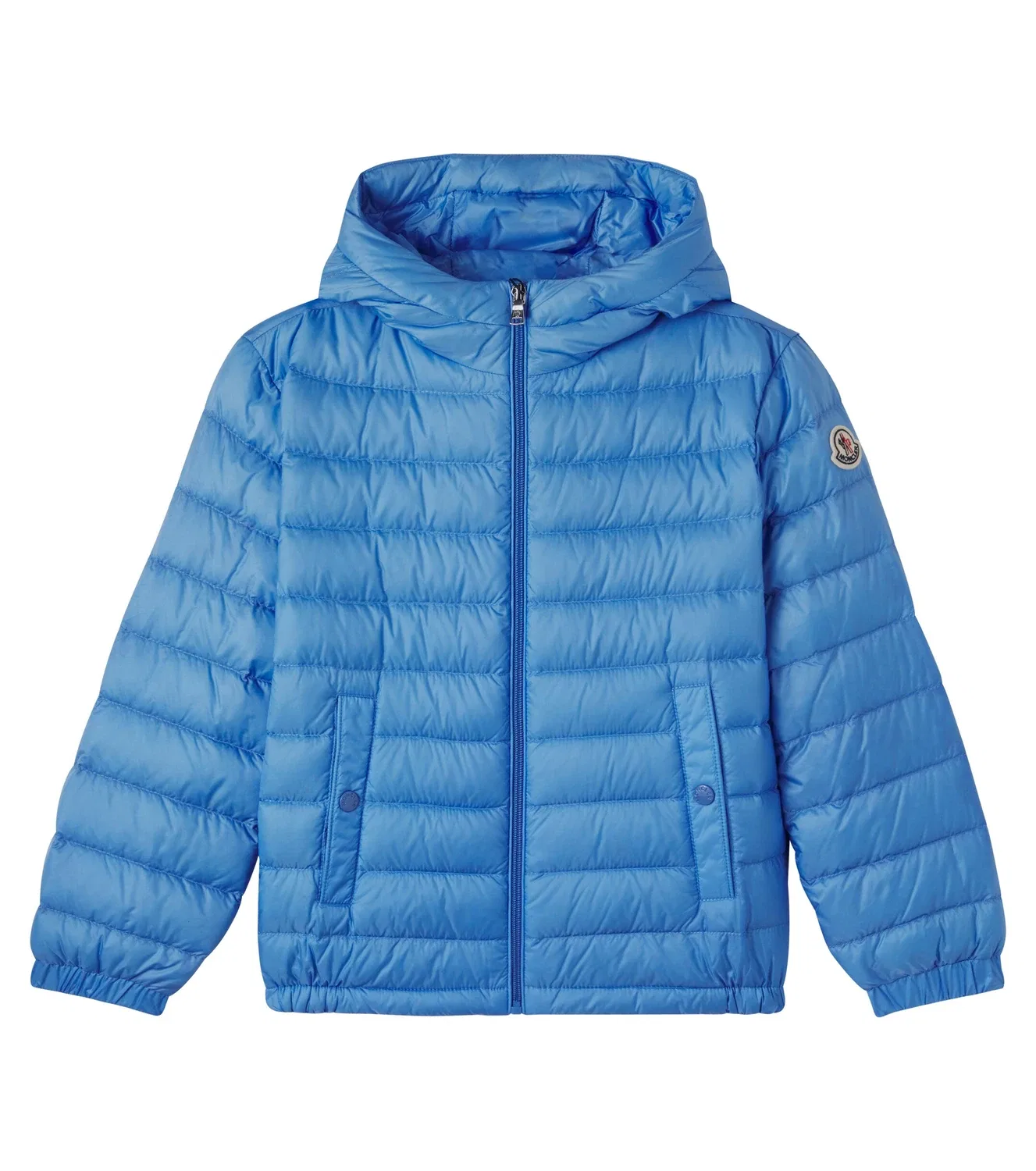 Пуховик с наполнителем из пуха и пера Moncler Enfant, бирюзовый