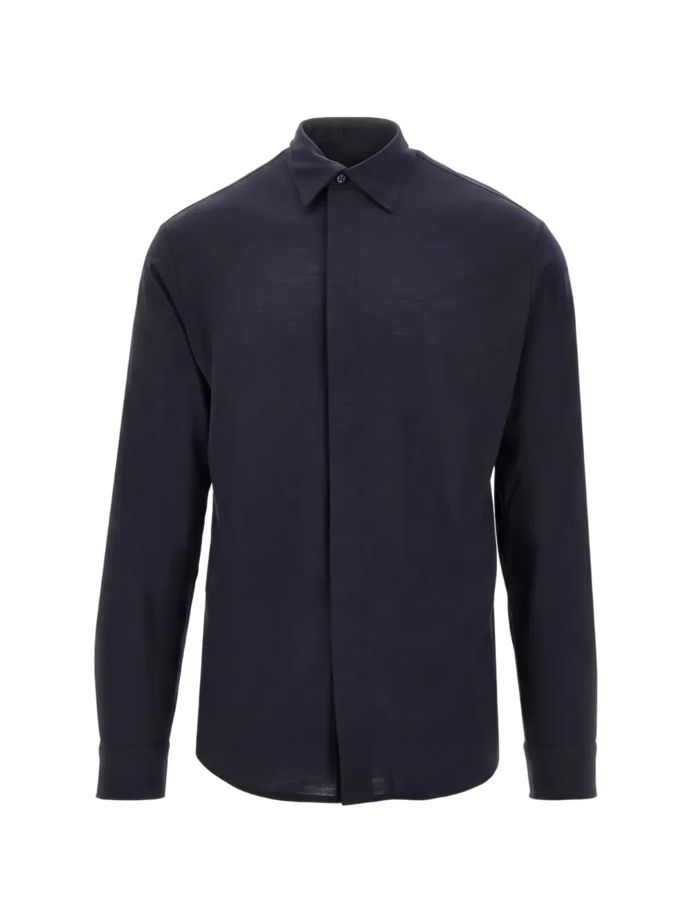 Рубашка из шерсти со скрытой застежкой Emporio Armani, синий