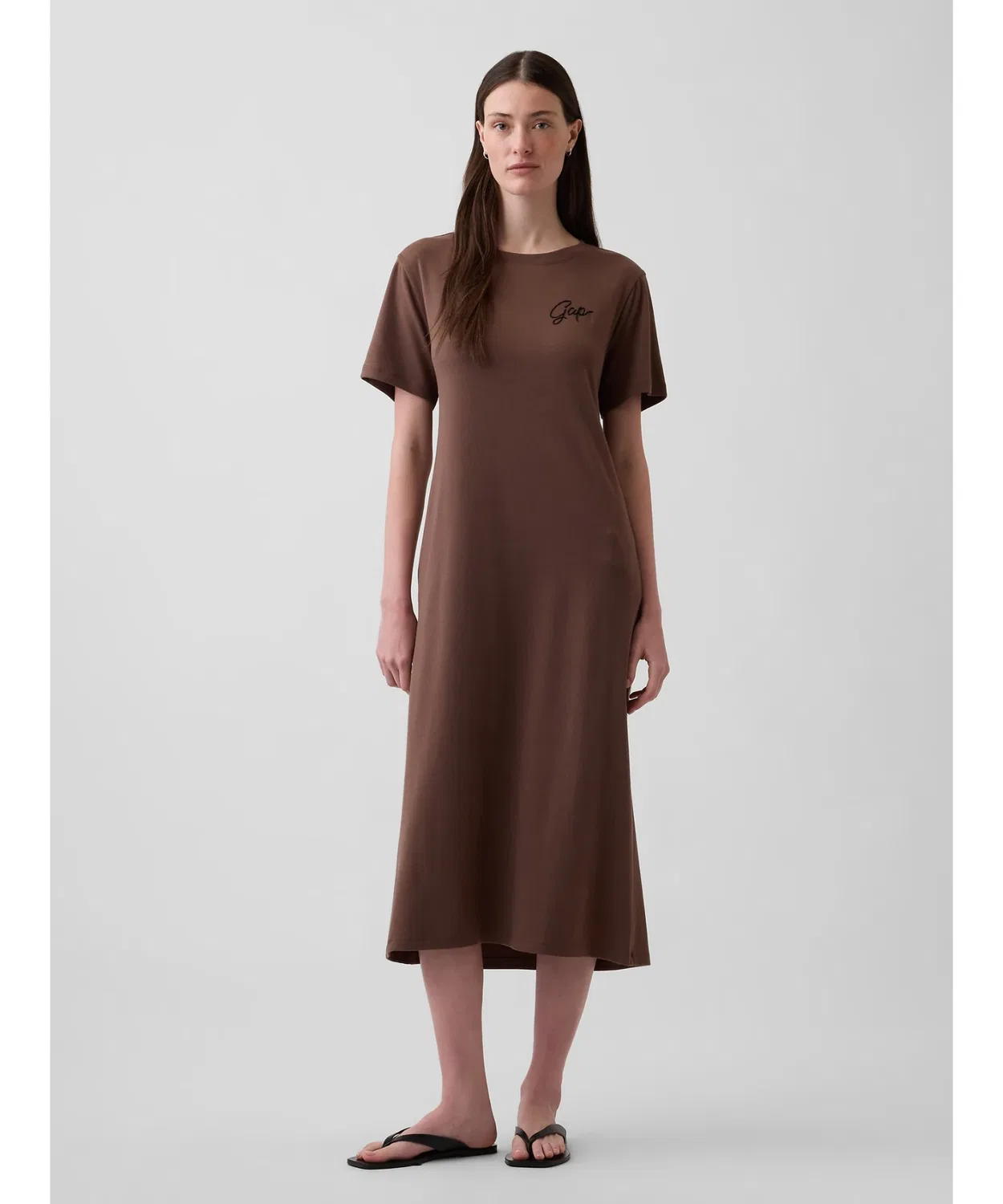 Женское платье-футболка с принтом GAP Logo Cutout Mididress GAP, Brown