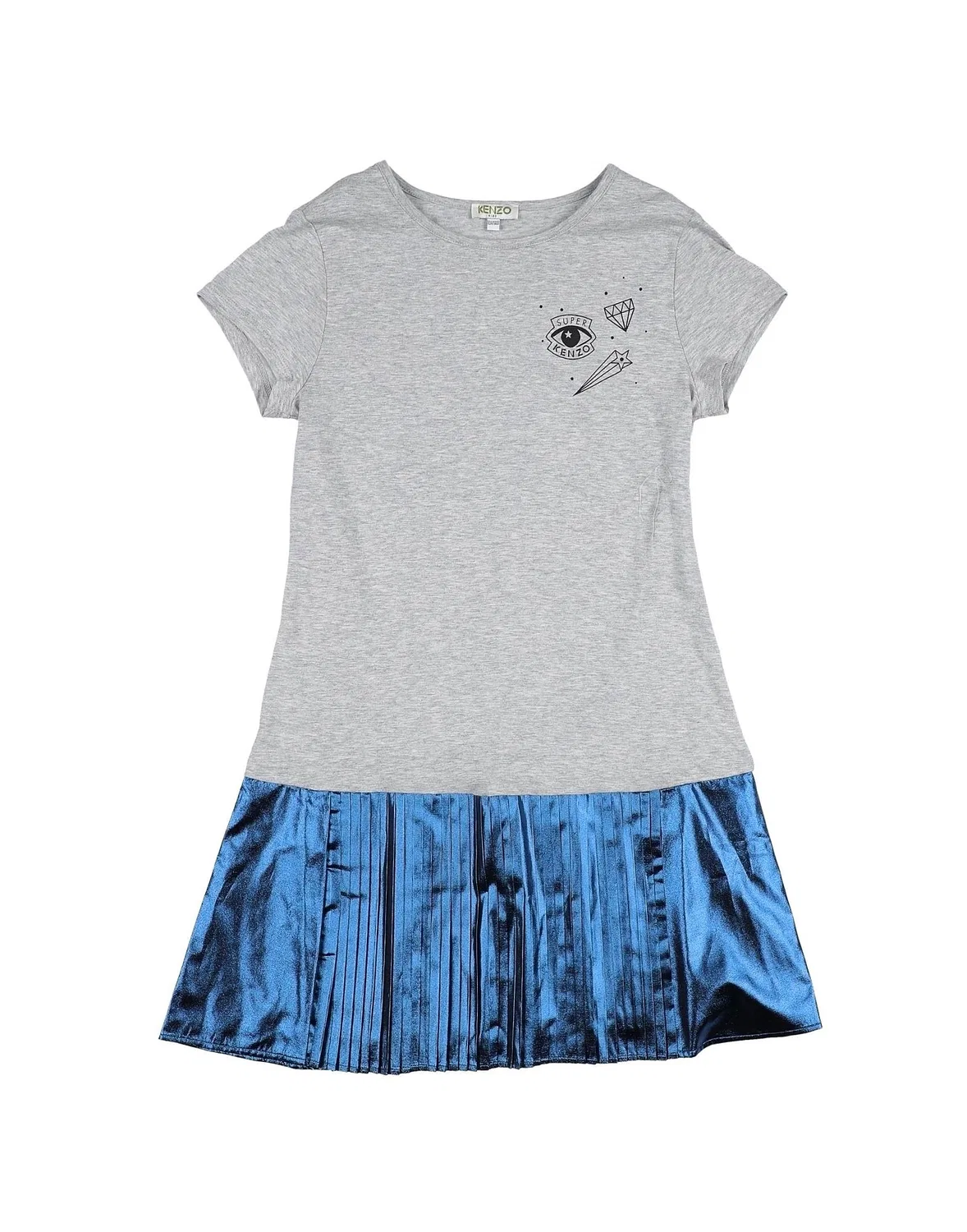 Детское платье для девочек с принтом Kenzo Kids, светло-серый — фото 3