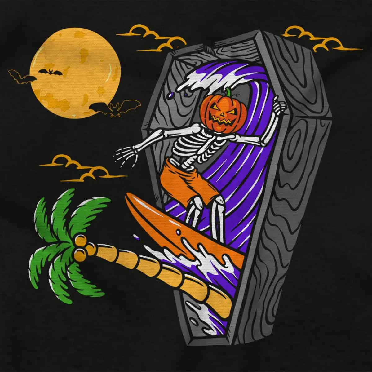 Детский боди-комбинезон с принтом Halloween Surfing Skeleton Brisco Brands, Black — фото 2