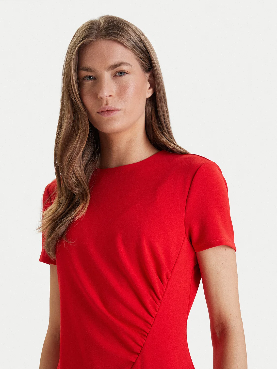 Женское коктейльное платье приталенного кроя Calvin Klein, красный — фото 4
