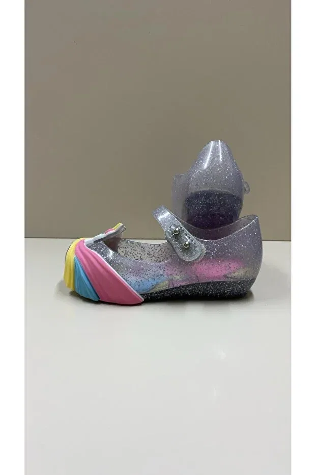 Детские балетки для девочек без каблука Mini Melissa, Transparent Rainbow — фото 2