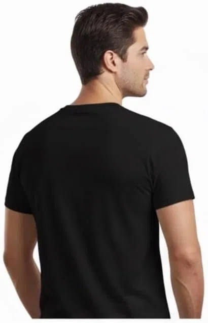 Мужская хлопковая футболка с круглым вырезом Basic Cotton Blend Tee, Black — фото 2