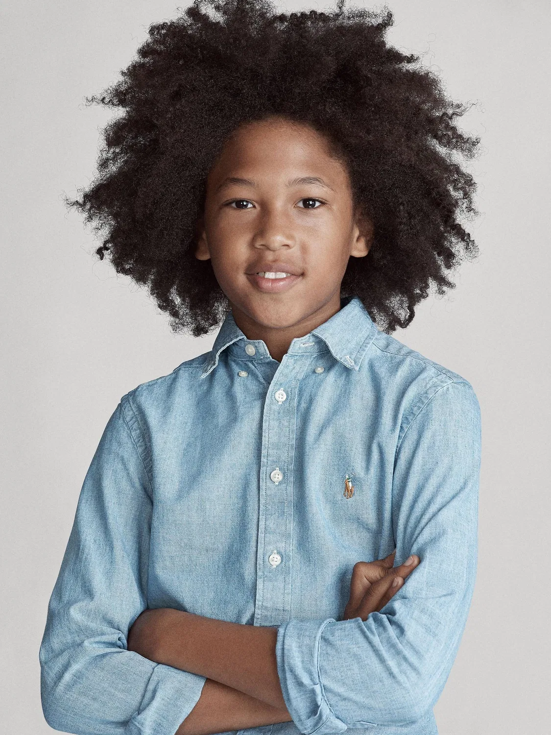 Рубашка хлопковая, классическая Polo Ralph Lauren, синяя — фото 3