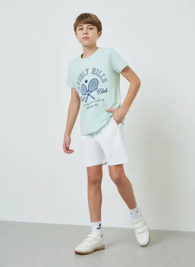 Шорты спортивные с боковым карманом Teens cotton sports jersey Styli, белый — фото 2