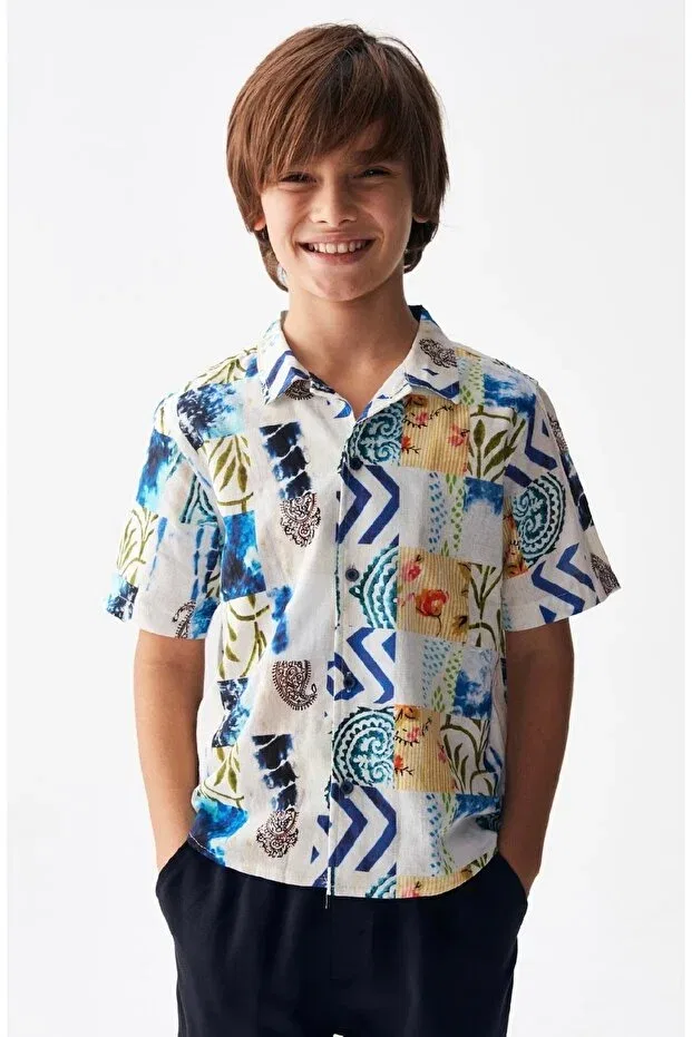 Детская рубашка для мальчиков льняная Limi boy Nk Kids, Blue — фото 3