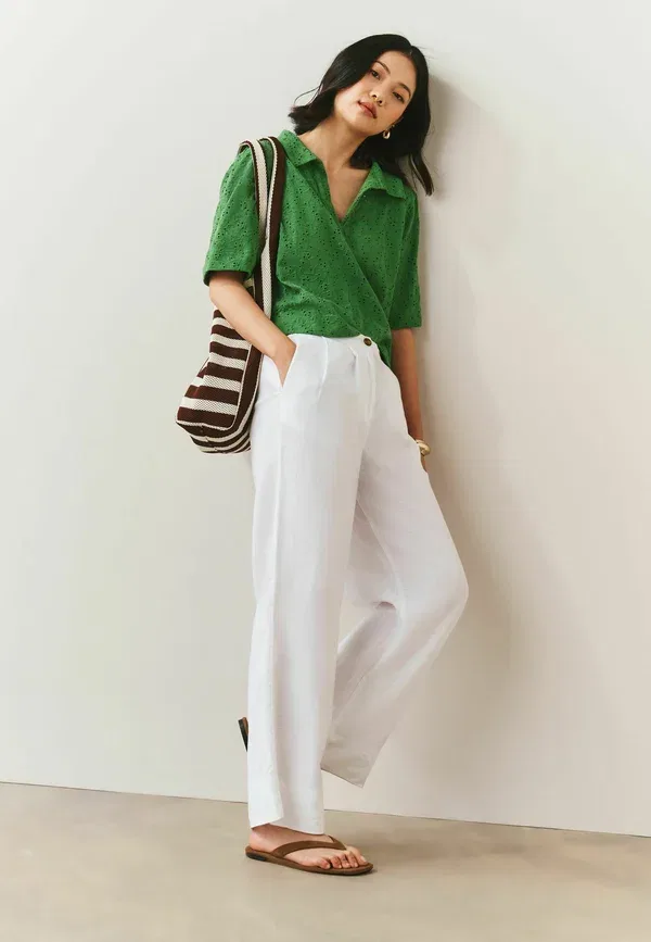 Поло с вышивкой Regular fit - broderie short sleeve polo top, Next, зеленый — фото 2