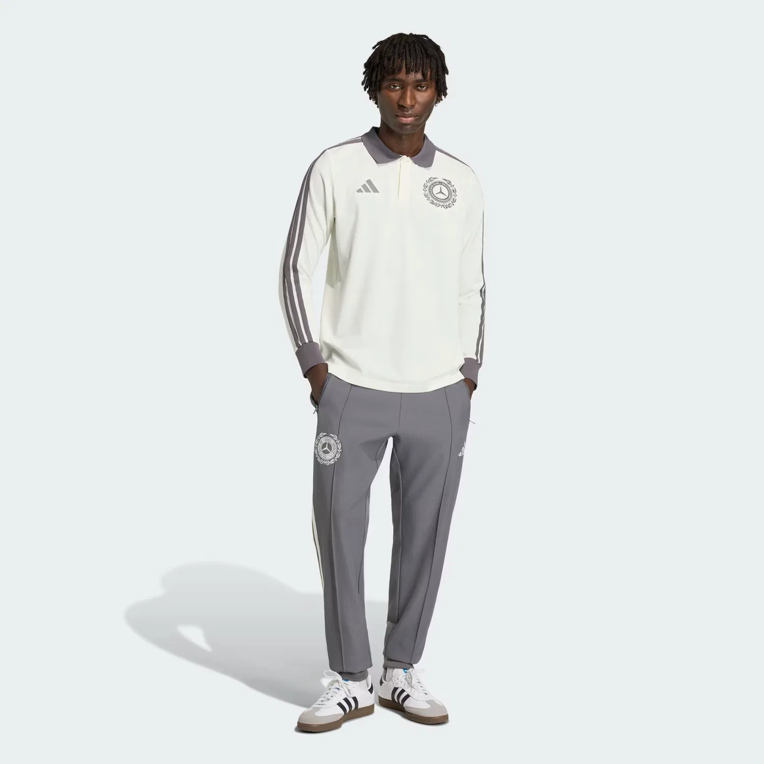 Мужские зауженные спортивные брюки Mercedes - AMG Petronas Formula 1 Team Silver Arrows Icon Adidas Performance, гранит/молочный — фото 4