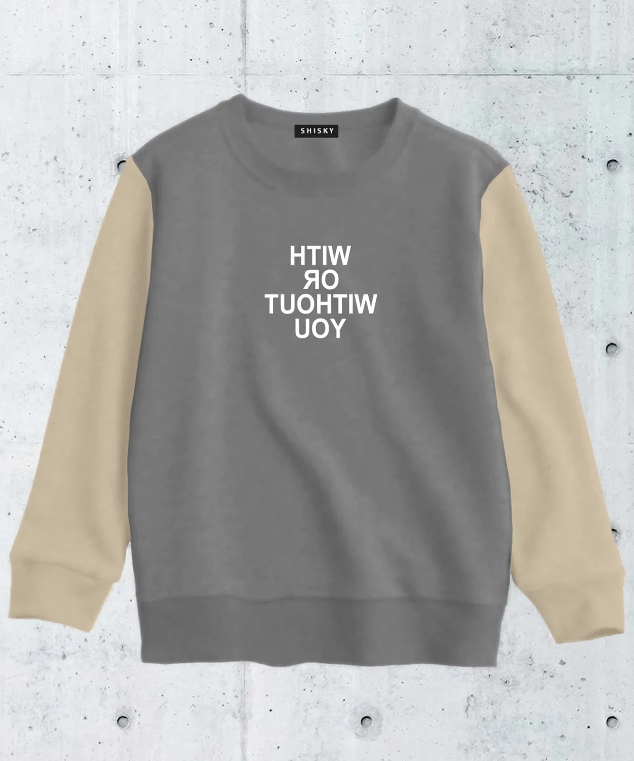 Детский свитшот с длинным рукавомс принтом THE CASUAL, Серый