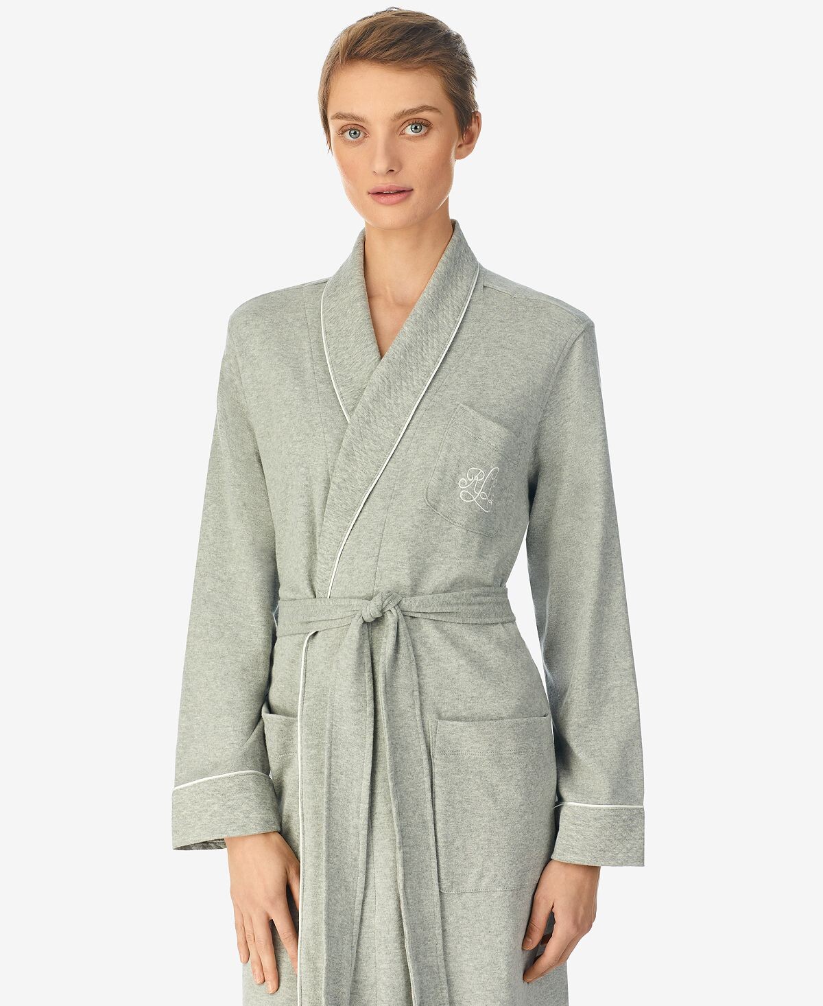 Короткий халат со стеганым воротником-шалью Lauren Ralph Lauren, мульти — фото 4