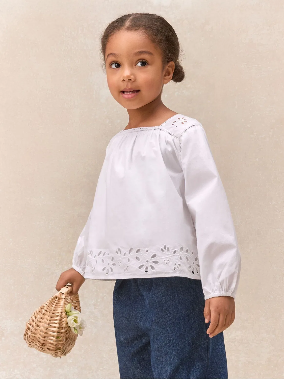 Комплект из блузы и брюк, хлопок The White Company, белый — фото 3